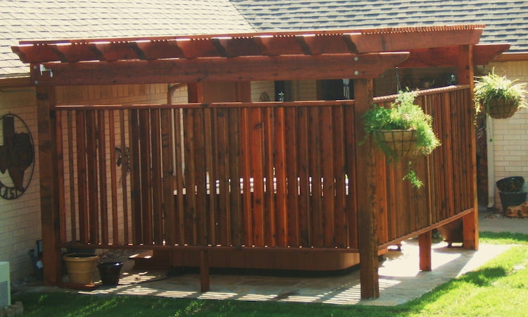 fence around hot tub