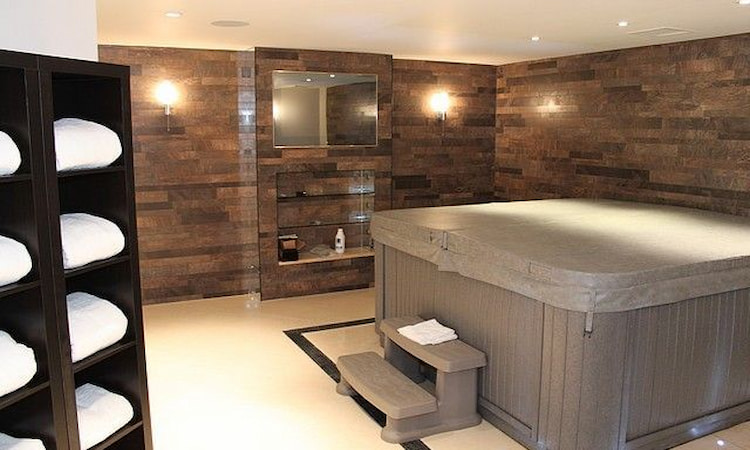 hot tub in basement